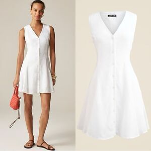 NWT J CREW Petite mini dress in linen in white
